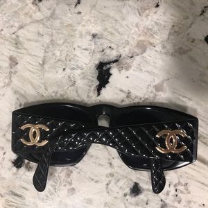CHANEL Gold CC Quilted Vintage Sunglasses